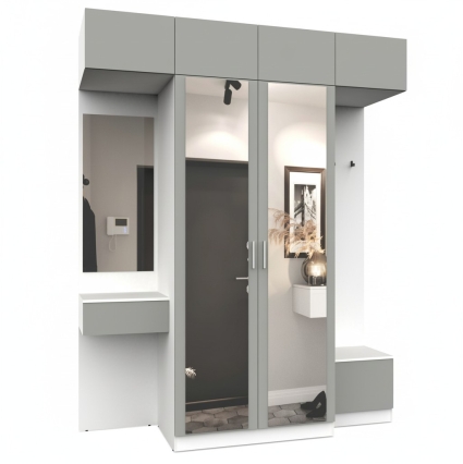 Набор мебели для прихожей "Марсель-261" МР 01-261 В2490 Ш2000 Г580 (ЛДСП Шиншилла серая)